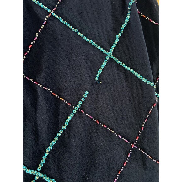 Vintage Vivienne Tam Beaded Mesh Maxi Skirt Size 2 Blue Y2K Glam Statement Party - Picture 11 of 12